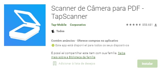 Aplicación Para Escanear Documentos Con El Celular Android / Fuente: Google Play